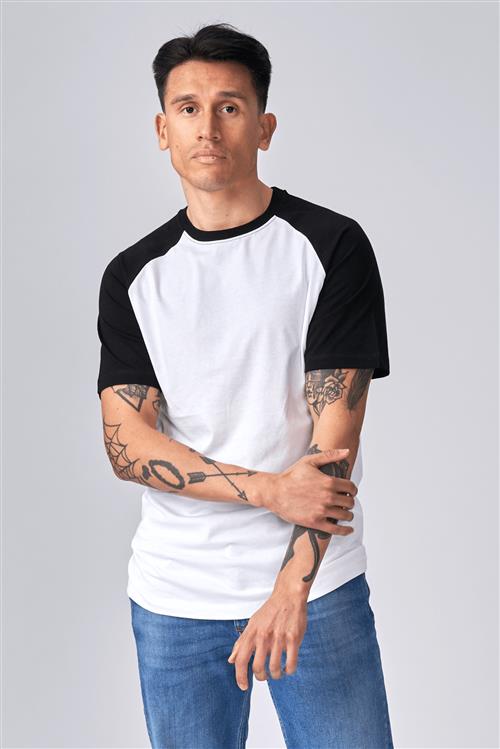 Basic raglan T-shirt - Sort-Hvid - Herre - M - TeeShoppen