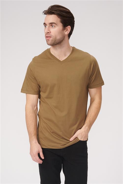 Basic V-neck t-shirt - Oliven - Herre - M - TeeShoppen