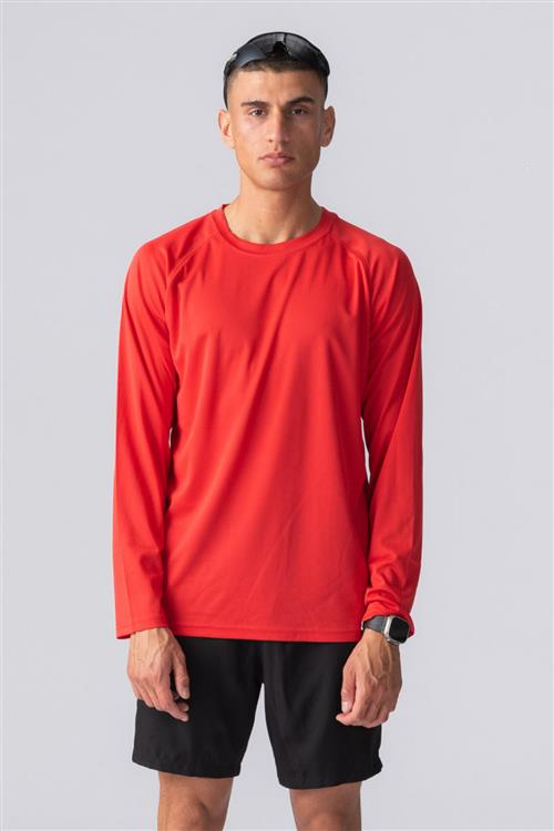 Langærmet Trænings T-shirt - Rød - Herre - 2XL - TeeShoppen