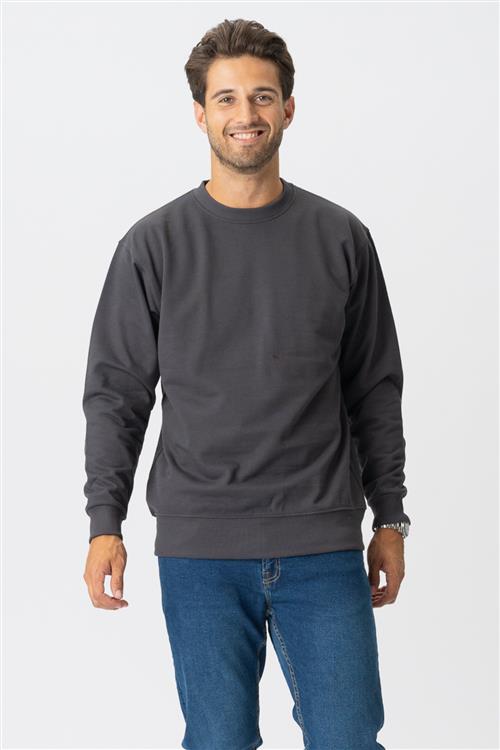 Basic Crewneck - Mørkegrå - Herre - L - TeeShoppen