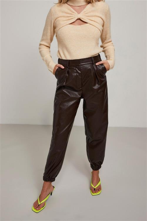 Nemma High Waist Pants - Chocolate Plum - Dame - L - PIECES