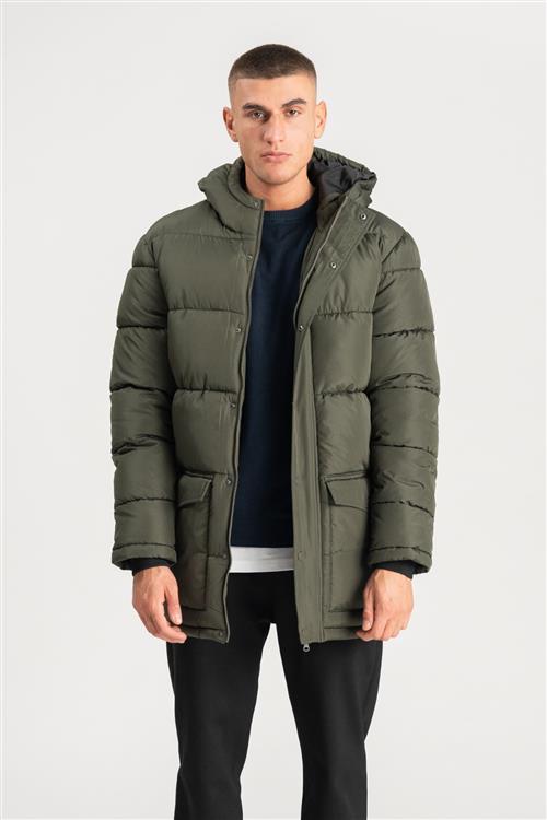 Lang Puffer Jakke - Olivengrøn - Herre - 3XL - TeeShoppen