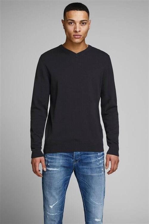 Basic knit v-neck - Sort - Herre - 2XL - Jack & Jones