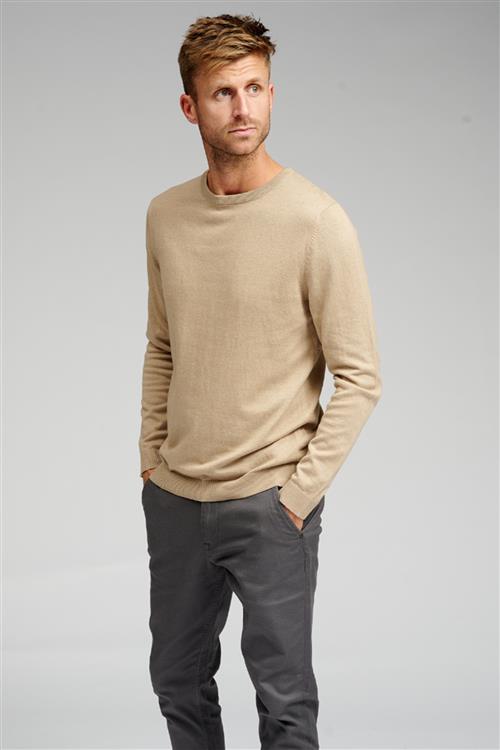 Basic Knit Crewneck - Beige - FeHerre - L - TeeShoppen