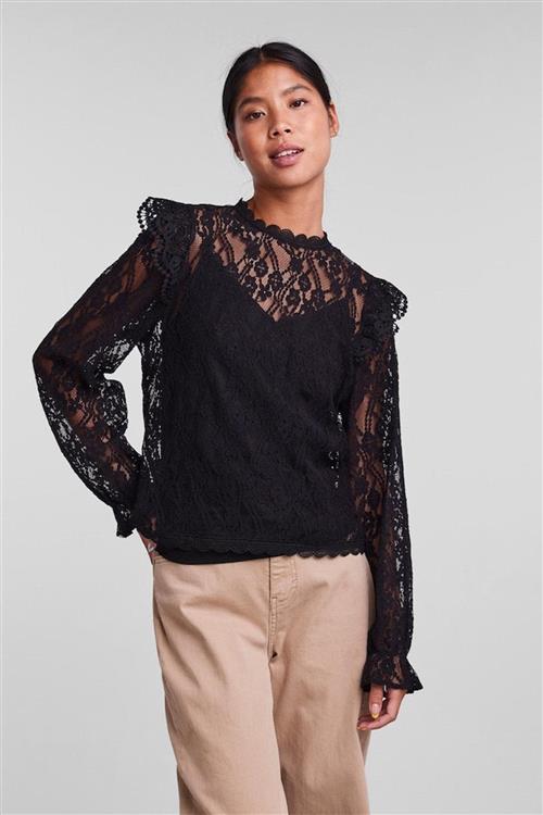 Allie Lace Bluse - Sort - XS - PIECES