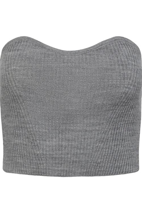Angie Knit Tube Top - Light Grey Melange - M - PIECES