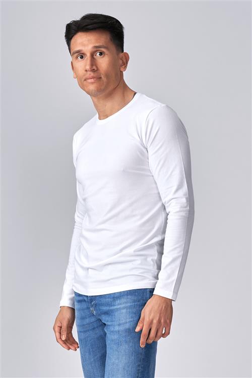 Langærmet Muscle T-shirt - Hvid - Herre - 2XL - TeeShoppen