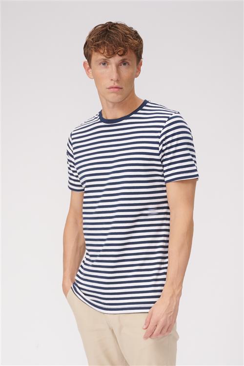 Nørregade Stripe - Navy-Hvid - Herre - 2XL - TeeShoppen