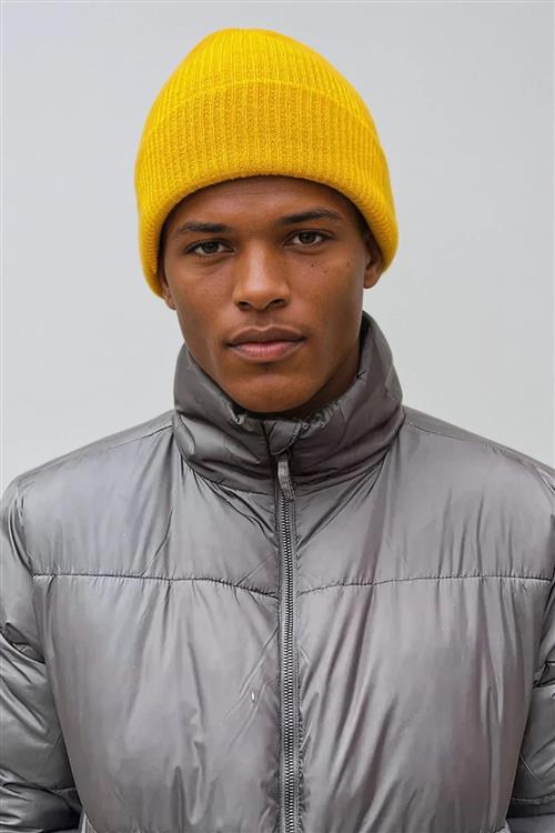 Knitted beanie - Støvet Gul - One Size - TeeShoppen