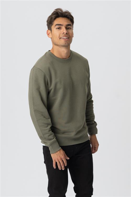 Sweatshirt Crewneck - Armygrøn - Herre - M - TeeShoppen