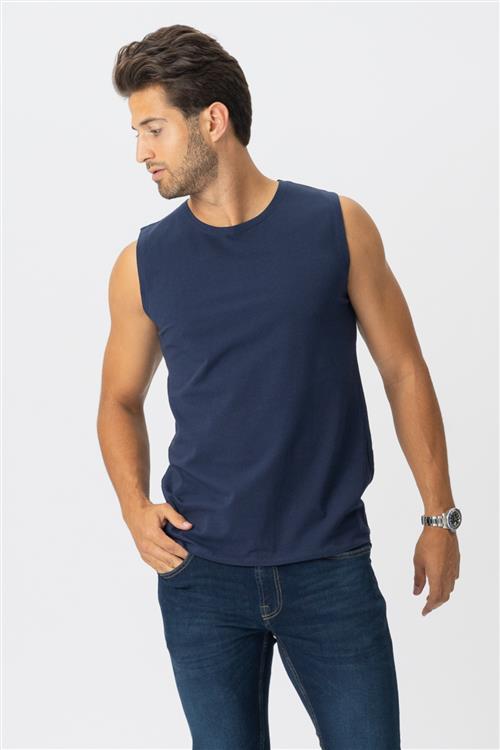 Sleeveless Tee - Navy - Herre - L - TeeShoppen