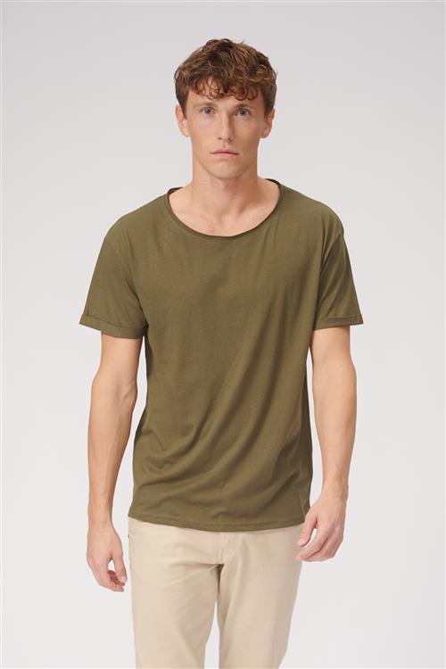 Dyb Rund Hals - Oliven Grøn - Herre - 2XL - TeeShoppen