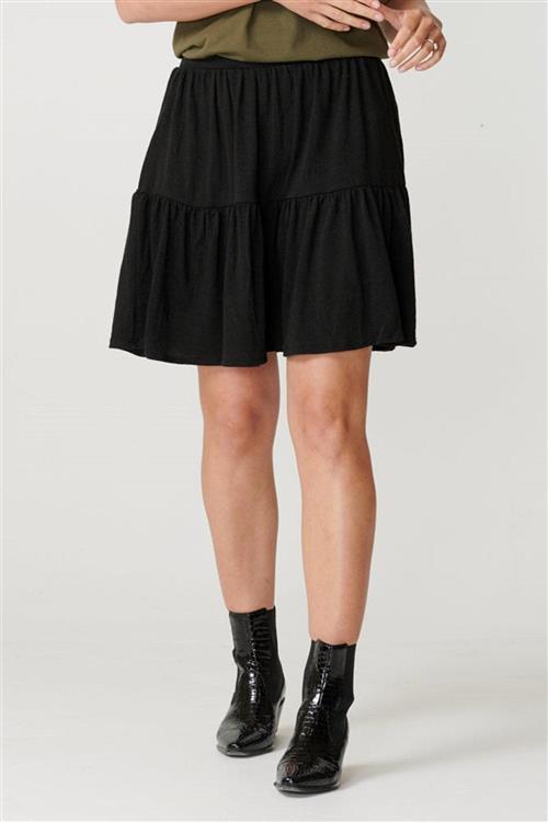 Basic blød mini nederdel - Sort - Dame - XL - PIECES