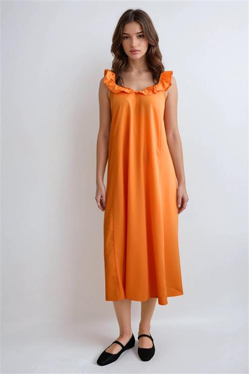 Zora Midi Kjole - Sun Orange - M - ONLY