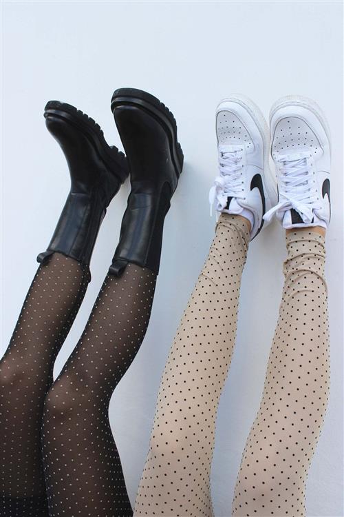 Nilla Leggings - Nude Sort Dot - Dame - XL - Liberté