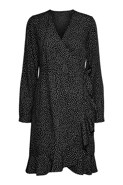 Henna Wrap Frill Kjole - Black/Snow White - XS - Vero Moda