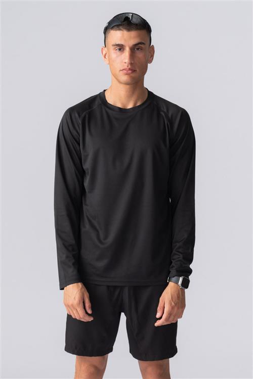 Langærmet Trænings T-shirt - Sort - Herre - S - TeeShoppen