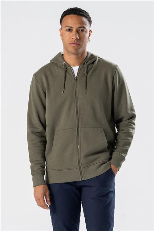 Zip Hoodie - Army Grøn - Herre - XL - TeeShoppen