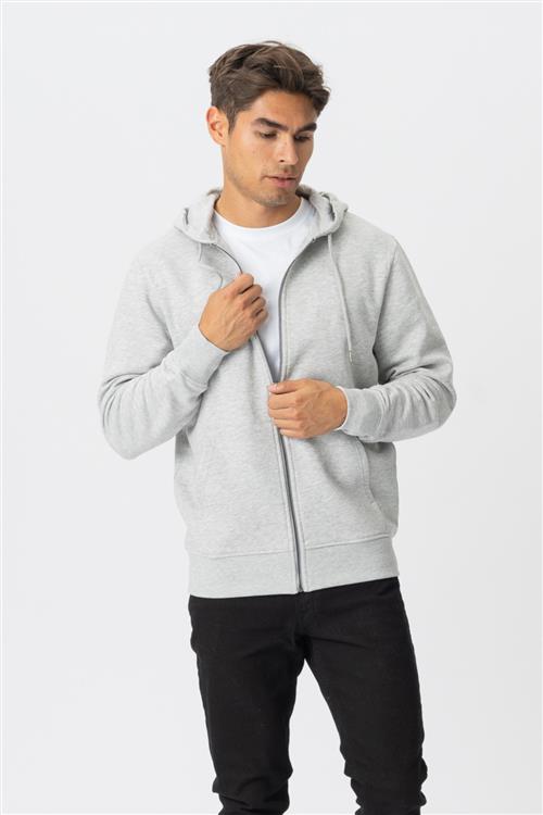 Zip Hoodie - Askegrå - Herre - S - TeeShoppen