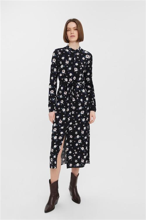Easy Long Sleeve Shirt Dress - Sort - L - Vero Moda