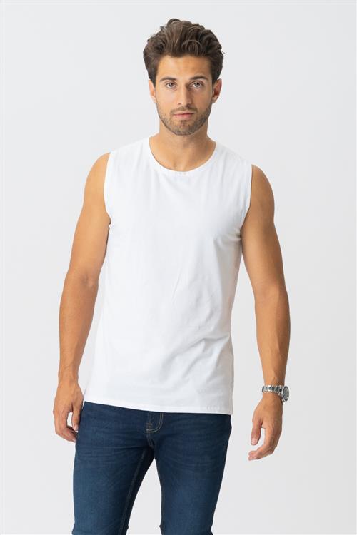 Sleeveless Tee - Hvid - Herre - 3XL - TeeShoppen