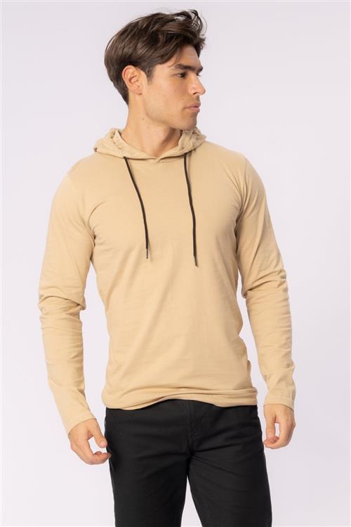 Light hoodie - Khaki - Herre - L - TeeShoppen