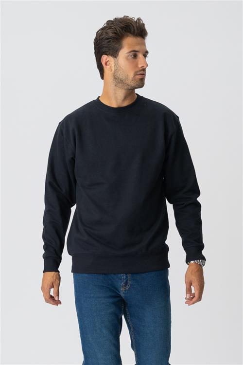 Basic Crewneck - Sort - Herre - L - TeeShoppen