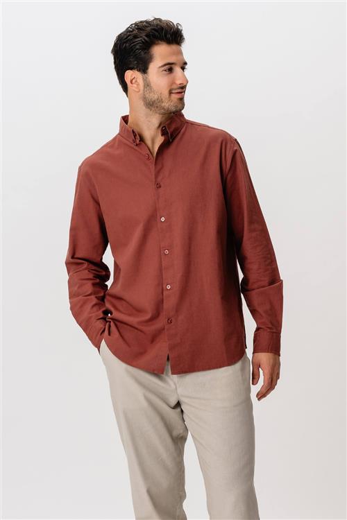 Hørskjorte - Terracotta - 2XL - TeeShoppen