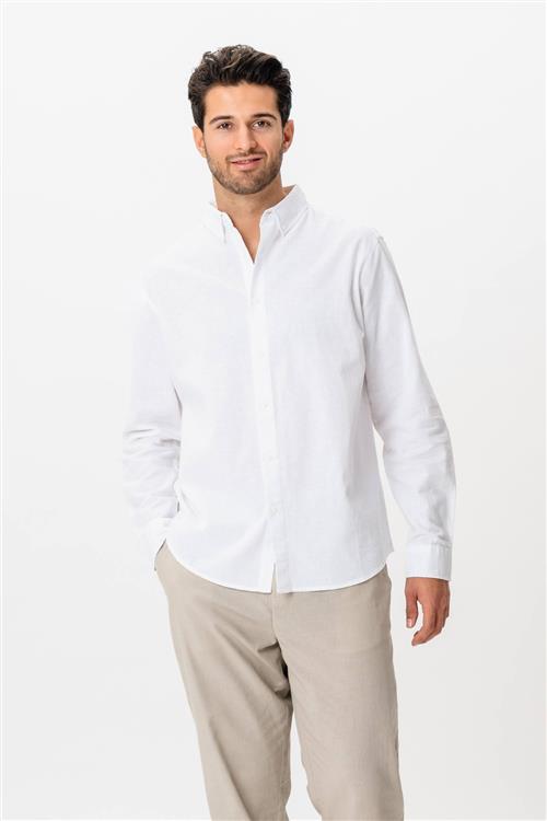 Hørskjorte - Hvid - 2XL - TeeShoppen