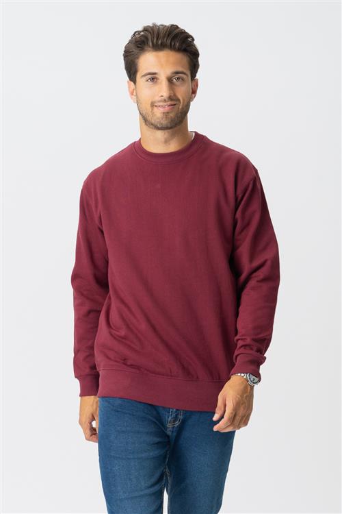 Basic Crewneck - Bordeaux Rød - Herre - 2XL - TeeShoppen