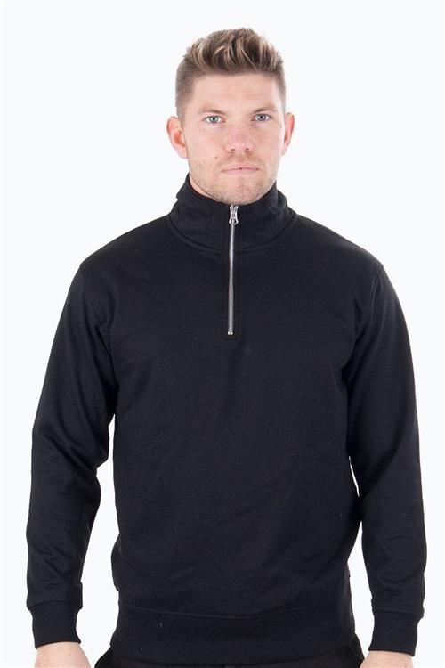 Quarter Zip sweat - Sort - Herre - 2XL - TeeShoppen