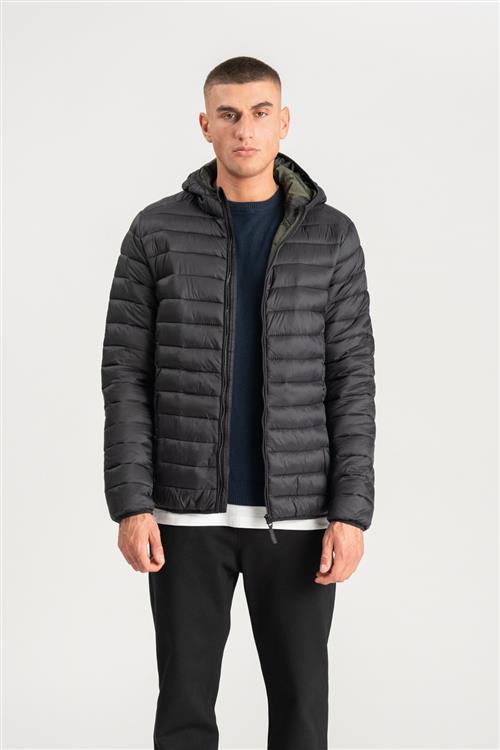 Hooded Let Puffer Jakke - Sort - Herre - XL - TeeShoppen