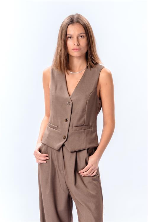 Nadia Vest - Taupe - XL - TeeShoppen