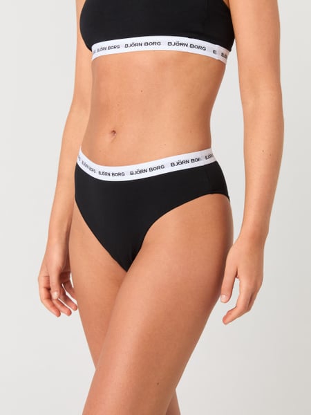 Björn Borg Logo Highwaist Briefs 3-pack Sort, XXL