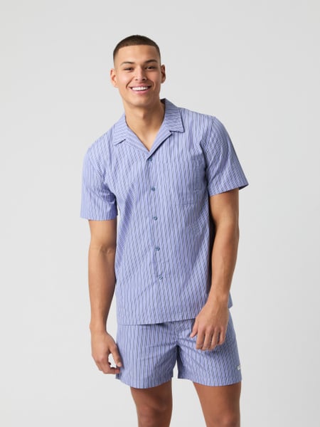 Björn Borg Thomas Mason Shortsleeve Pyjama Shirt Blå, XXL