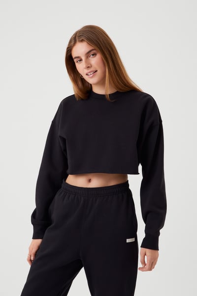 Björn Borg Studio Oversized Cropped Crew Sort, XS