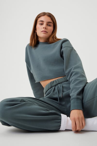 Björn Borg Studio Oversized Cropped Crew Grøn, XS