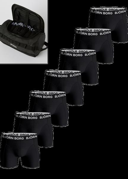 Björn Borg Cotton Stretch Boxer + Wash Bag 7-pack Sort, XS