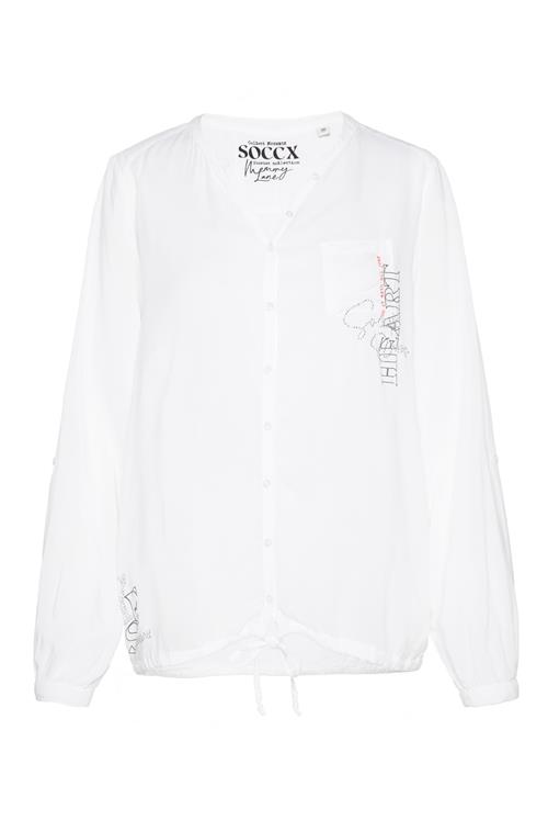 Soccx Bluse 'Memory Lane'  pastelrød / sort / uldhvid