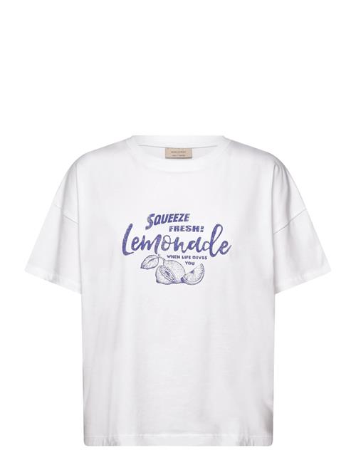 T-Shirt From Freequent In A Soft Material With A Printed Front. The T-Shirt Has FREE/QUENT White