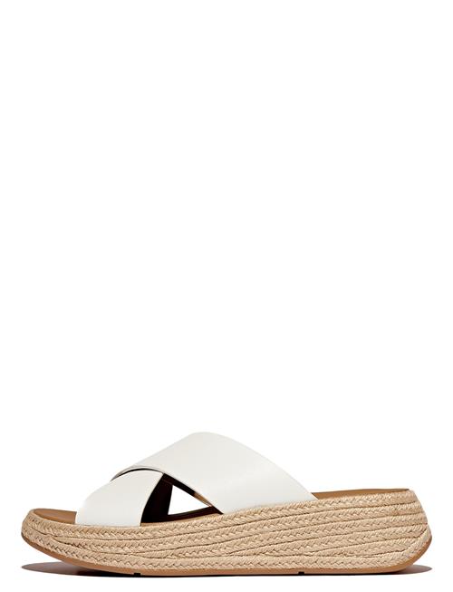 F-Mode Espadrille Leather Flatform Cross Slides FitFlop White