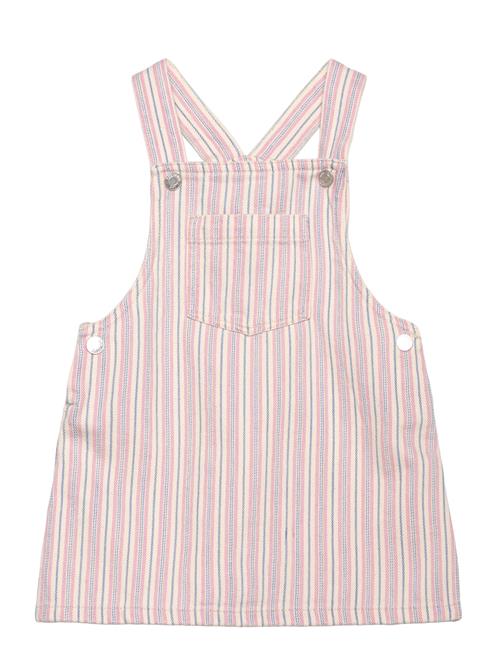 Striped Denim Pinafore Mango Pink