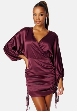 BUBBLEROOM Kimberly Satin Dress Bordeaux 34
