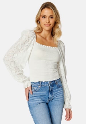BUBBLEROOM Square Neck Smock Top Offwhite 3XL