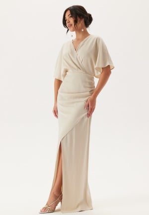 Bubbleroom Occasion Wrap Satin Gown Champagne 40