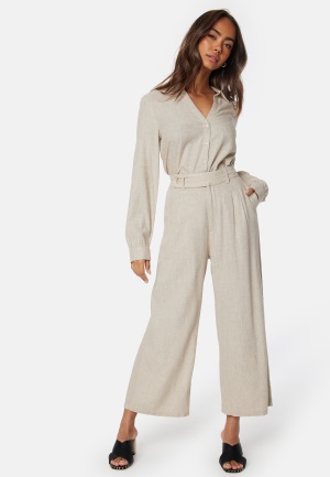 Happy Holly Nyla Linen Pants Light beige 48/50