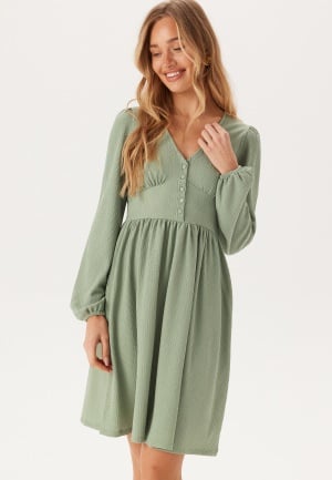 BUBBLEROOM Structure Button Short Dress Dusty green XS