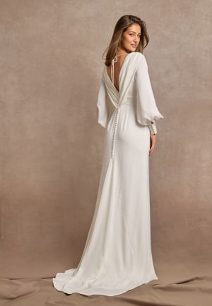 Bubbleroom Occasion Waterfall Back Satin Wedding Gown White 46