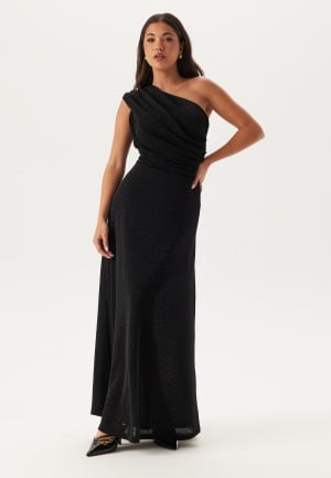 Bubbleroom Occasion Sparkling One shoulder Soft Maxi Dress Black XS