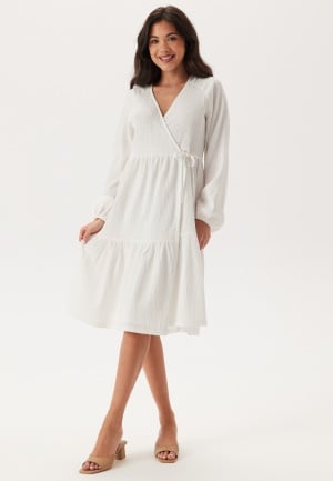 Happy Holly Jersey Structure Wrap Dress White 32/34
